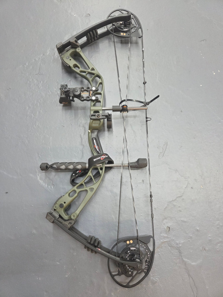 Bowtech Amplify 8-70# LEFT HAND OD Green w/ Rts kit Used